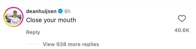 Dean Huijsen's comment on Trent Alexander-Arnold's post